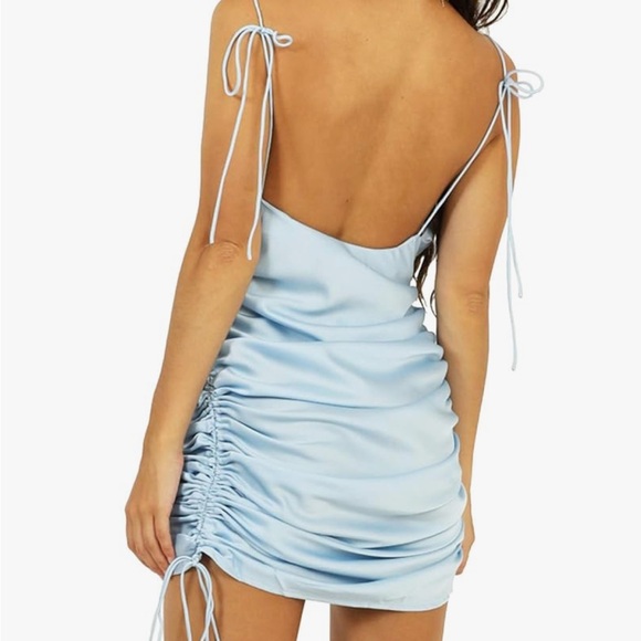 NWT Half Island Fashion Blue Satin Mini Cinch Dress Size XL - Picture 2 of 16